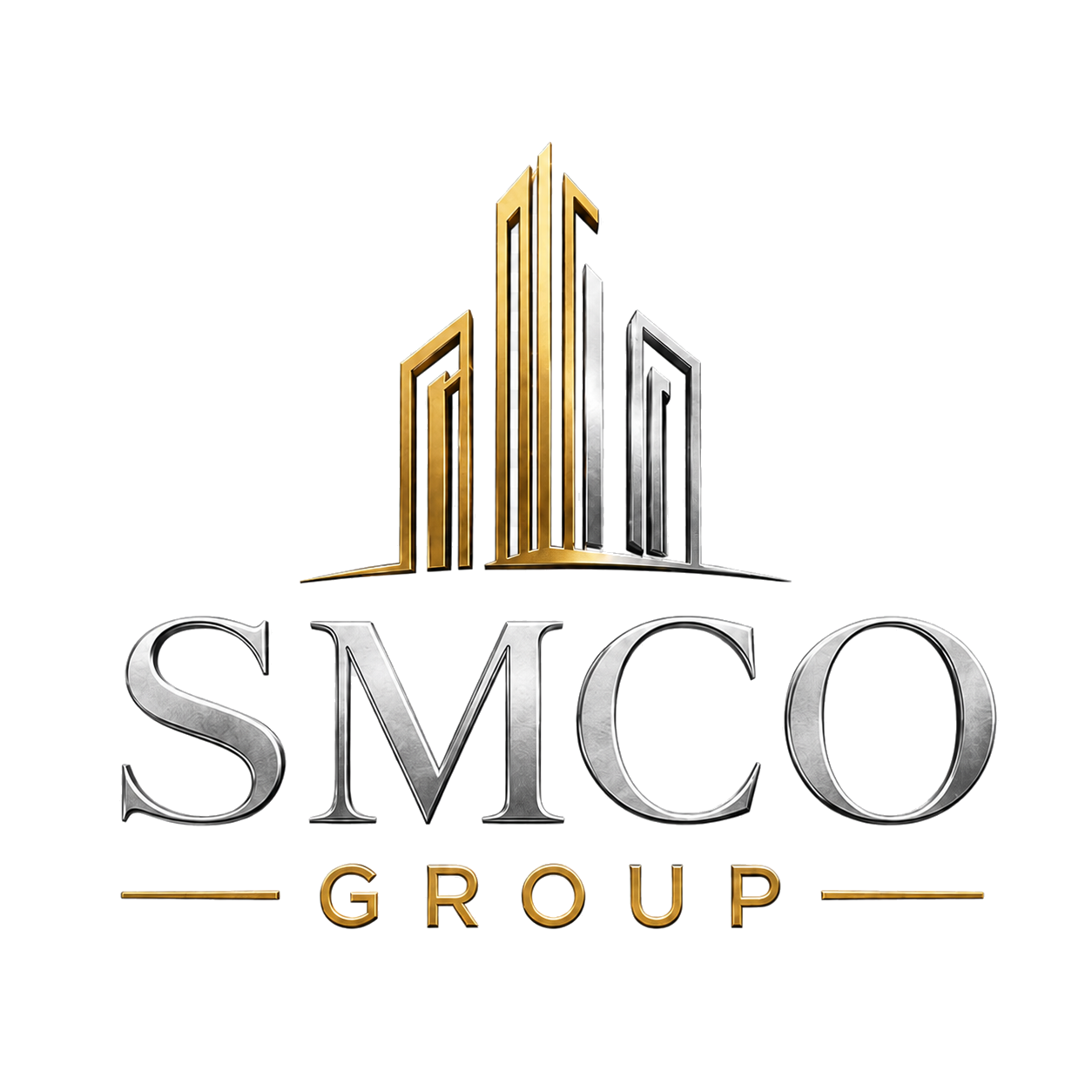 SMCO Group — gold and silver skyline logo